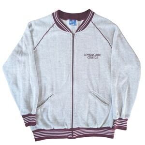 Vintage Champion Lewis & Clark College Full Zip Track Jacket Gray Maroon 80's L‎